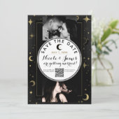 黒と金ゴールドモダン天月の日付を保存 (スタンド正面)