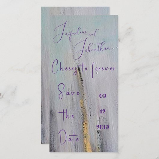 黒と金ゴールドモダン抽象芸術日付の保存 セーブザデート (正面/裏面)