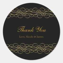 黒と金ゴールドモダン旋回エレガント ラウンドシール