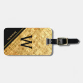 黒と金ゴールドモノグラムのの荷札 ラゲッジタグ (正面横)