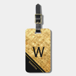 黒と金ゴールドモノグラムのの荷札 ラゲッジタグ