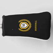 黒と金ゴールドモノグラムのロゴクレスト ゴルフヘッドカバー (正面)