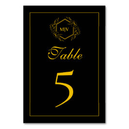 黒と金ゴールドモノグラムクレストテーブル番号カード テーブルナンバー