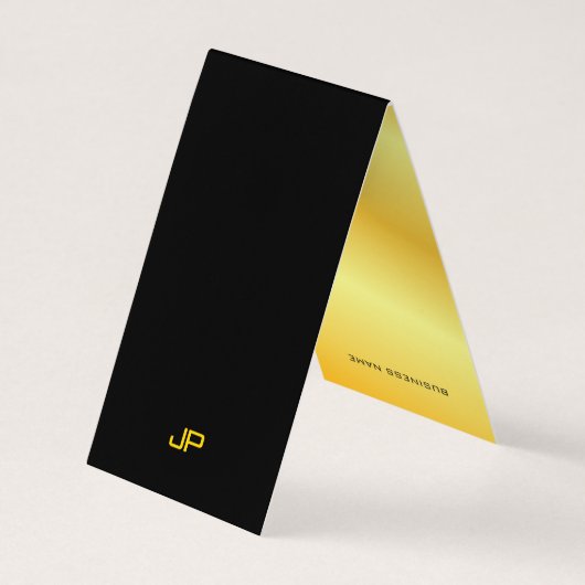 黒と金ゴールドモノモダングラエレガントムテンプレート 名刺 (裏面)