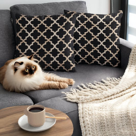 黒と金ゴールドモロッコパターン クッション