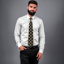 黒と金ゴールドモロッコパターン ネクタイ