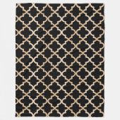 黒と金ゴールドモロッコパターン フリースブランケット (正面)