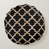 黒と金ゴールドモロッコパターン ラウンドクッション (裏面)