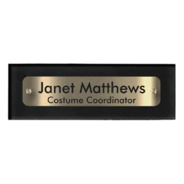 黒と金ゴールドラベルプレート- パーソナライズされた 名札