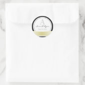 黒と金ゴールドリボン&モノグラム結婚のステッカー ラウンドシール (バッグ)