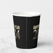 黒と金ゴールドルックシックなハッピーニューイヤー2024 紙コップ (右)