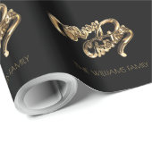 黒と金ゴールドルックスクリプトメリークリスマス ラッピングペーパー (ロールコーナー)