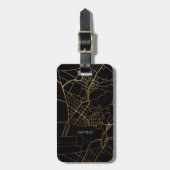 黒と金ゴールドルックマップの名前の追加 ラゲッジタグ (正面縦)