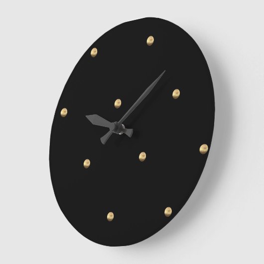 黒と金ゴールドルック水玉模様パタエレガントーン ラージ壁時計 (傾斜)