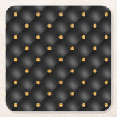 黒と金ゴールドレザーのタフテッド スクエアペーパーコースター (正面)