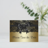 黒と金ゴールドレースの日付を保存 案内ポストカード (スタンド正面)