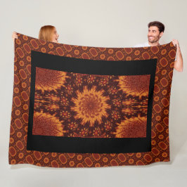 黒と金ゴールドワイルドフラワー10 フリースブランケット