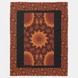 黒と金ゴールドワイルドフラワー10 フリースブランケット