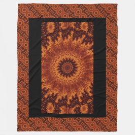 黒と金ゴールドワイルドフラワー12 フリースブランケット