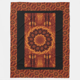 黒と金ゴールドワイルドフラワー13 フリースブランケット