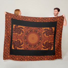 黒と金ゴールドワイルドフラワー14 フリースブランケット