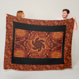 黒と金ゴールドワイルドフラワー15 フリースブランケット