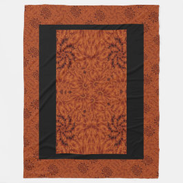 黒と金ゴールドワイルドフラワー17 フリースブランケット