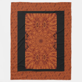 黒と金ゴールドワイルドフラワー18 フリースブランケット