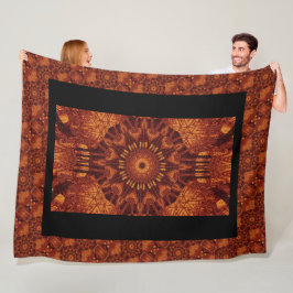 黒と金ゴールドワイルドフラワー20 フリースブランケット