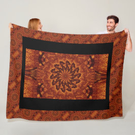 黒と金ゴールドワイルドフラワー21 フリースブランケット