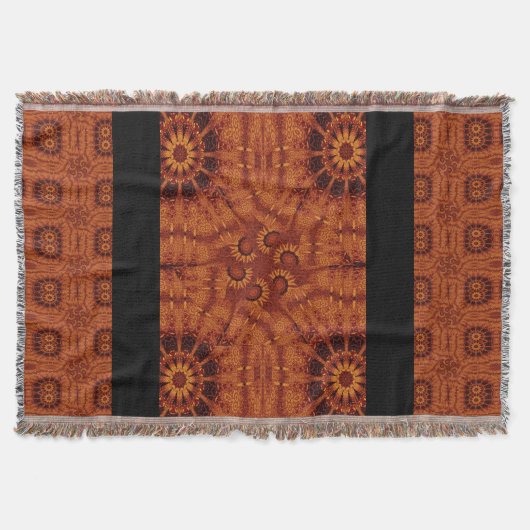 黒と金ゴールドワイルドフラワー22 スローブランケット (正面)