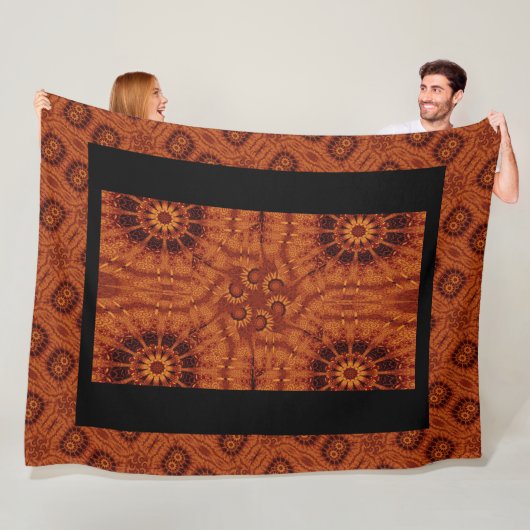 黒と金ゴールドワイルドフラワー22 フリースブランケット (インサイチュ)