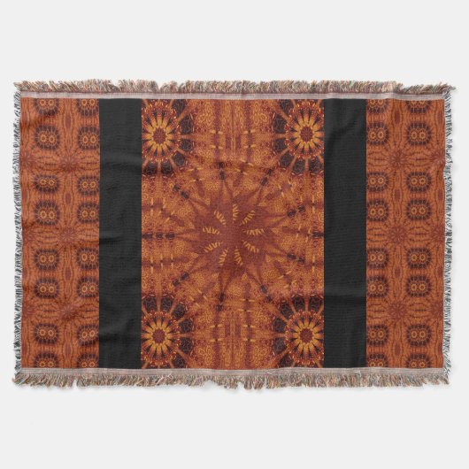 黒と金ゴールドワイルドフラワー24 スローブランケット (正面)