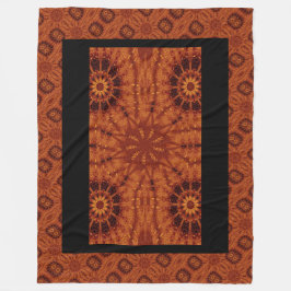 黒と金ゴールドワイルドフラワー24 フリースブランケット