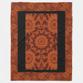 黒と金ゴールドワイルドフラワー25 フリースブランケット