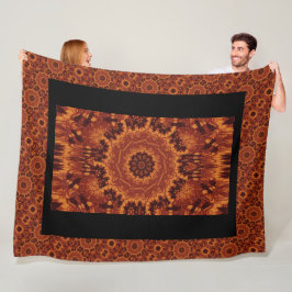 黒と金ゴールドワイルドフラワー27 フリースブランケット