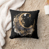 黒と金ゴールド三日月スターリーハロウィーン クッション (ブランケット)
