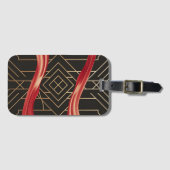 黒と金ゴールド上の赤いカーブ ラゲッジタグ (正面横)