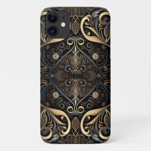 黒と金ゴールド中世 iPhone 11 ケース