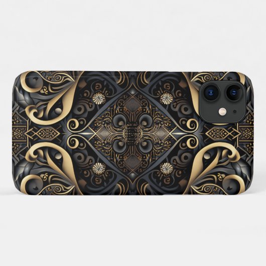 黒と金ゴールド中世 Case-Mate iPhoneケース (裏面(横))