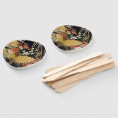 黒と金ゴールド伝統的の日本のフローラ ハンドファン (組立なし)