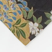 黒と金ゴールド伝統的の日本のフローラ フリースブランケット (角)