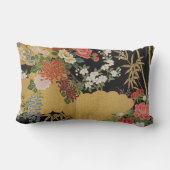 黒と金ゴールド伝統的の日本のフローラ ランバークッション (裏面)