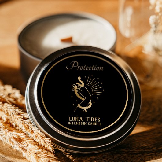 黒と金ゴールド保護意図キャンドルラベル ラウンドシール