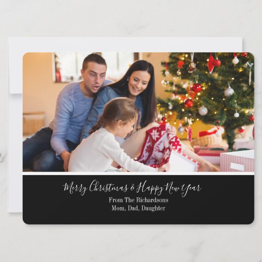 黒と金ゴールド信じの魔法のクリスマスフォト (裏面)