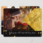 黒と金ゴールド信じの魔法のクリスマスフォト (正面/裏面)