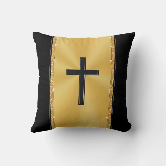 黒と金ゴールド写真の牧師記念日の贈り物 クッション (裏面)