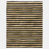 黒と金ゴールド凍っていストライプ フリースブランケット (正面)