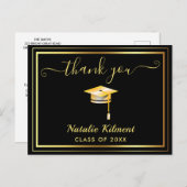 黒と金ゴールド卒業ありがとうはがき 案内ポストカード (正面/裏面)
