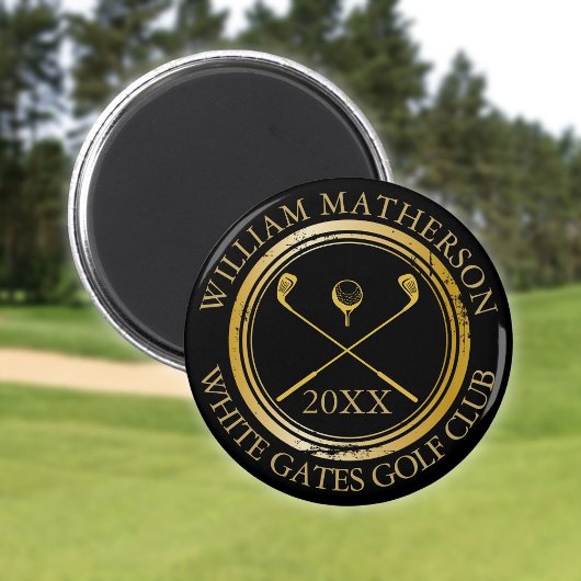 黒と金ゴールド名とクラブ名日付 マグネット